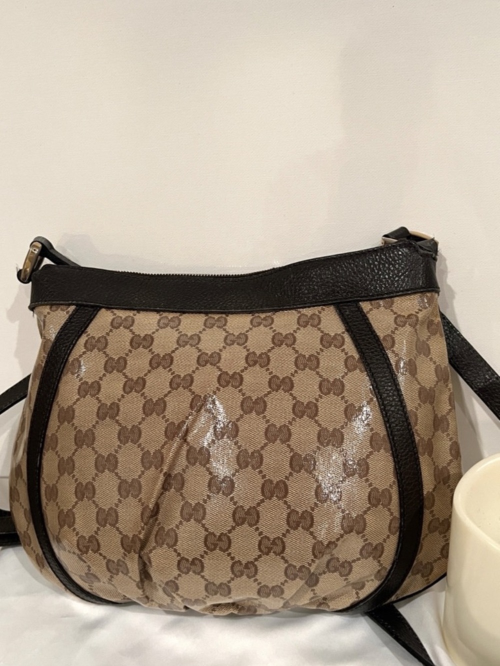 Vintage Authentic Gucci GG Canvas D-Ring
Shoulder Bag Brown Y2K - Picture 8 of 10